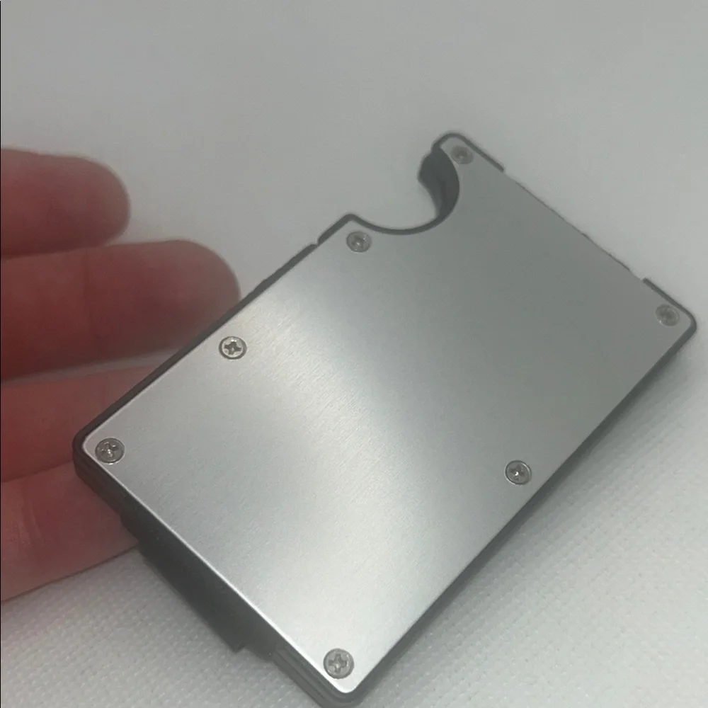Sleek Silver and Black Card Holder